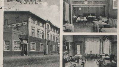 Hotel przy dworcu kolejowym, wnętrze hotelu i restauracji 1930 r.